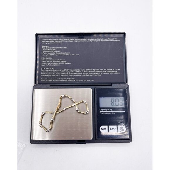 Vintage 14K Yellow Gold Diamond Tennis Bracelet Two Tone X Link Solid Gold 8g - Picture 4 of 6